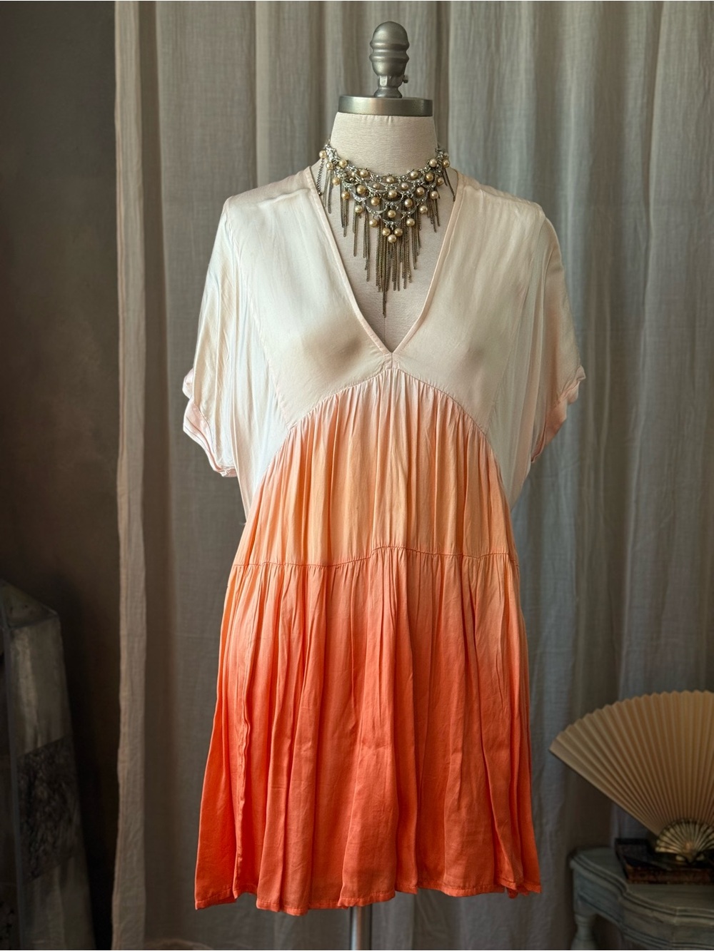 Free people Ombre sun up VNeck Short Sleeve mini dress tie dye gradient festival